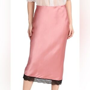 Scotch & Soda High Rise Satin Skirt with Lace Detail